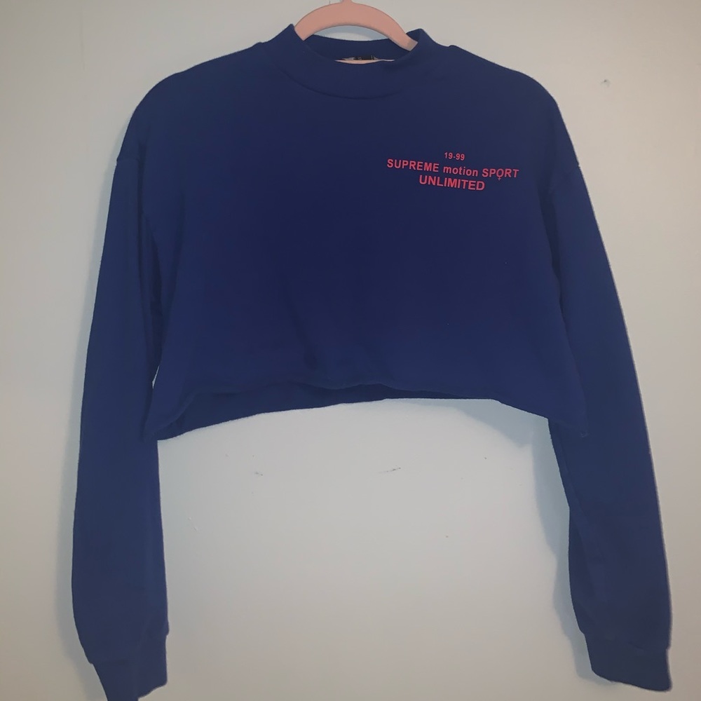 Cropped Royal Blue Long Sleeved Sweatshirt